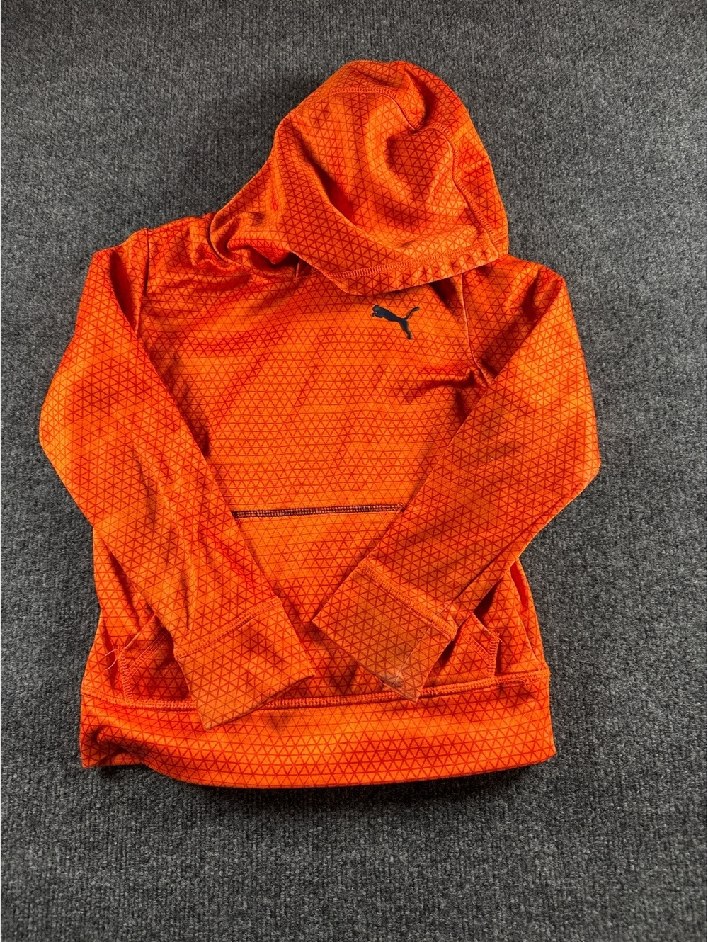 Puma size 5 Orange Performance Hoodie Pullover Geometric Athletic Training Logo